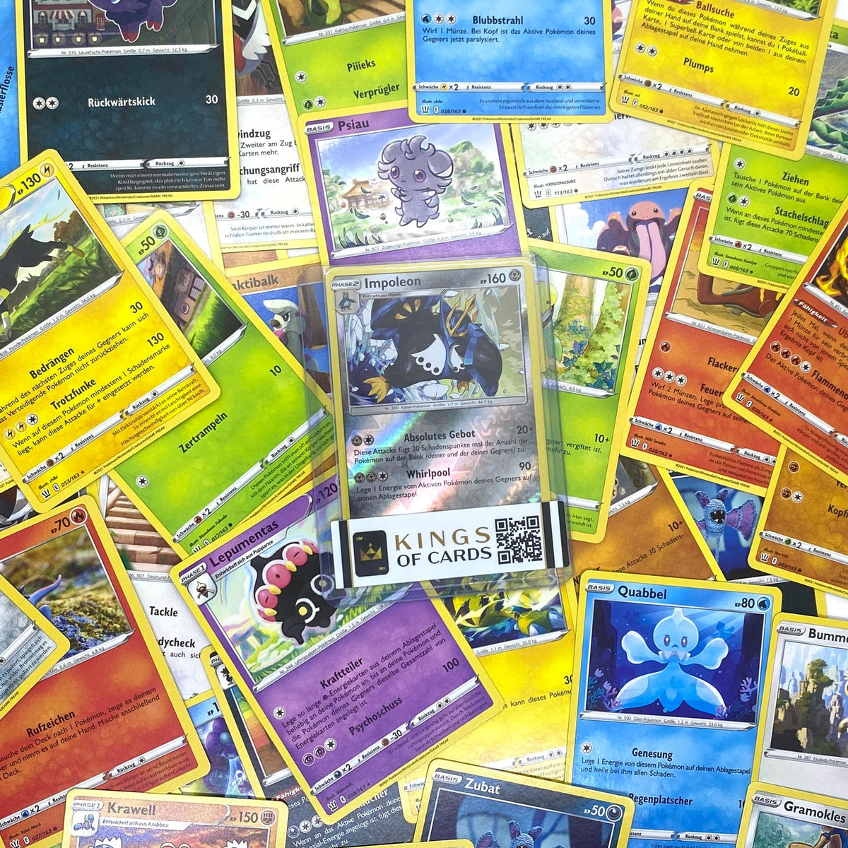 Pokemon Kartenpaket mit 50 Karten und einer Holokarte + KingsofCards Toploader Boosterfrisch Geschenkset Starterset Deutsch