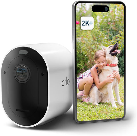 Arlo Pro 5 Überwachungskamera Aussen WLAN, 2K+ HDR Video, Kabellos, Verbesserte Farbnachtsicht, 160° Blickwinkel, Spotlight, 2-Wege Audio, Alarm Sirene + Arlo Secure