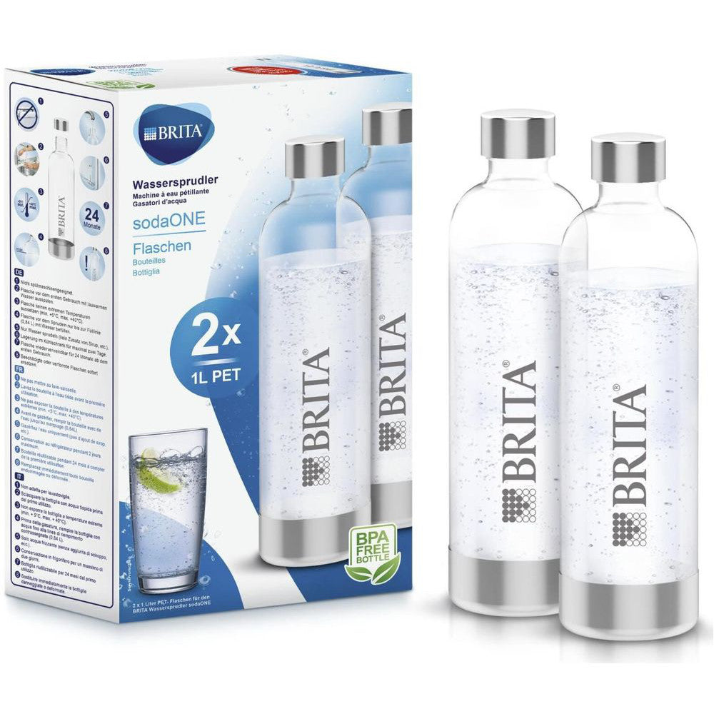 BRITA Flaschen 2er-Pack für Wassersprudler sodaONE - Leichte, BPA-freie PET-Flasche im Duo-Pack