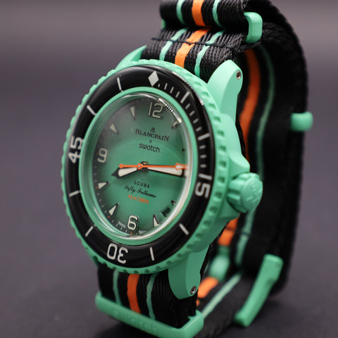 Swatch x Blancpain Indian Ocean Automatikuhr Bioceramic Scuba Fifty Fathoms-Kollektion