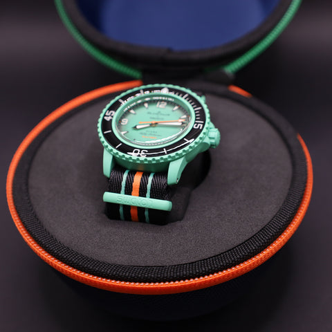 Swatch x Blancpain Indian Ocean Automatikuhr Bioceramic Scuba Fifty Fathoms-Kollektion