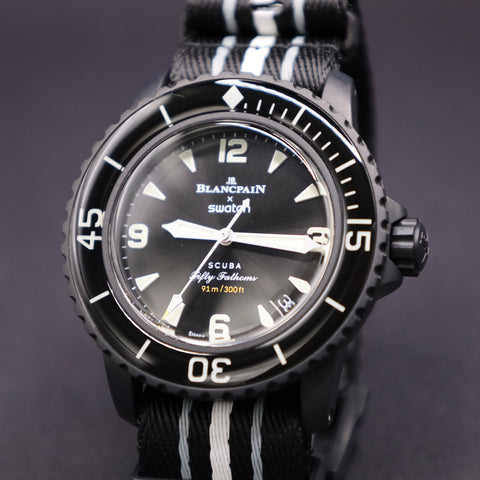 Swatch x Blancpain Ocean of Storms Automatikuhr Bioceramic Scuba Fifty Fathoms-Kollektion