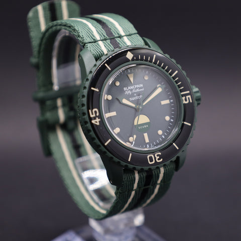 Swatch x Blancpain Green Abyss Automatikuhr Bioceramic Scuba Fifty Fathoms-Kollektion