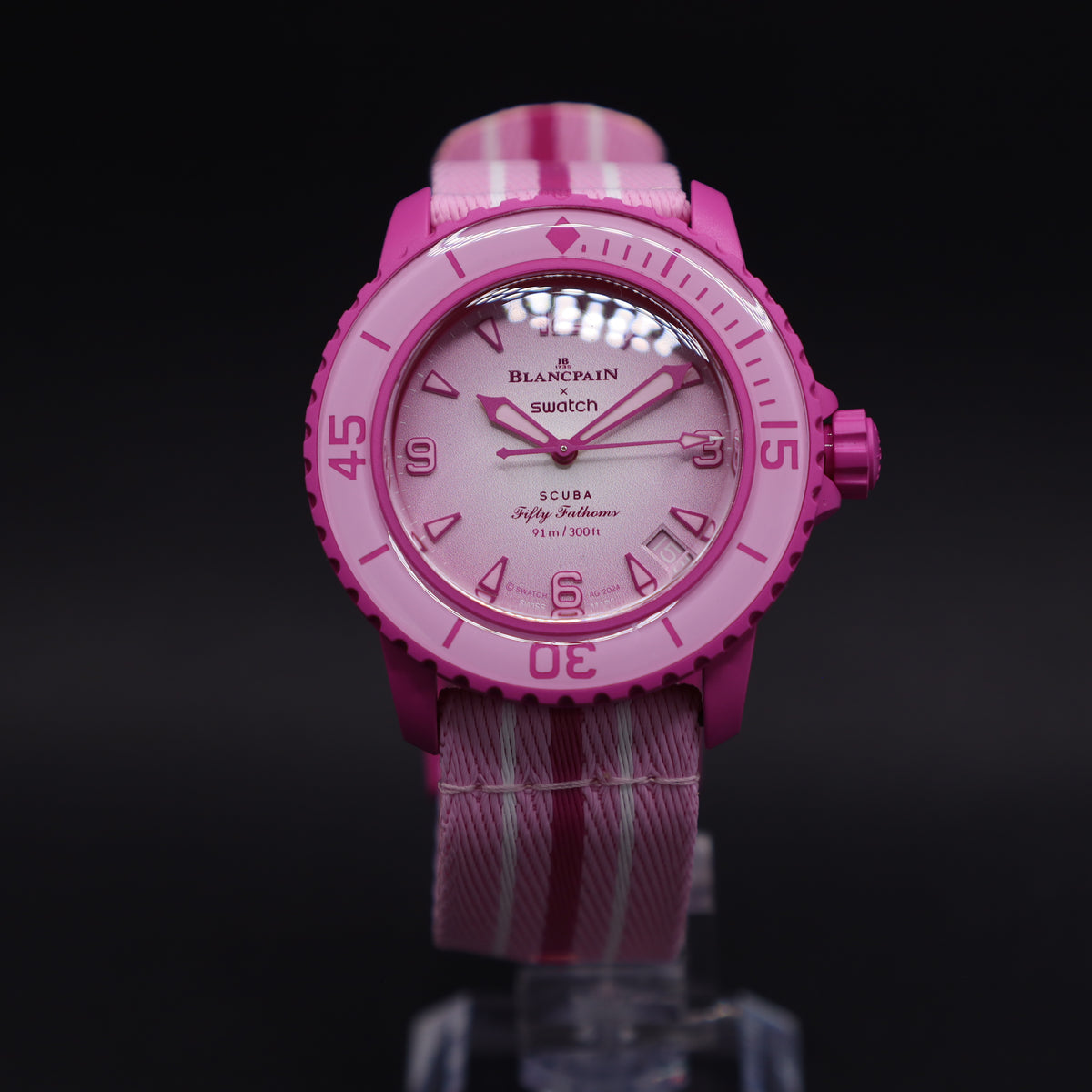 Blaincpain x Swatch Fifty Fathoms Pink Ocean SO35P400