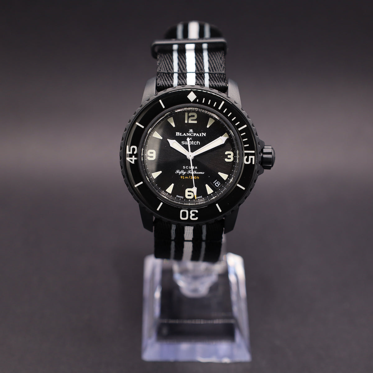 Swatch x Blancpain Ocean of Storms Automatikuhr Bioceramic Scuba Fifty Fathoms-Kollektion (zweiteiliges Band)