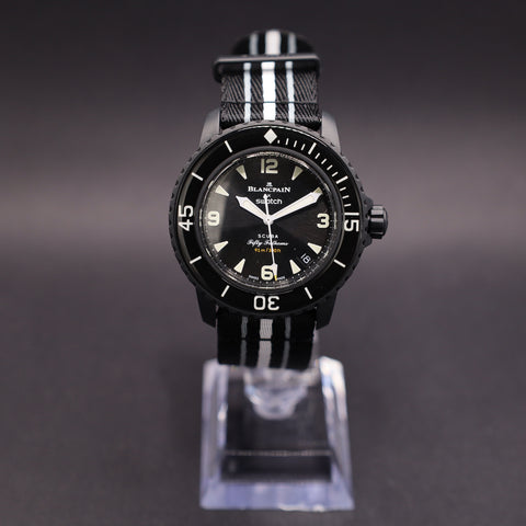 Swatch x Blancpain Ocean of Storms Automatikuhr Bioceramic Scuba Fifty Fathoms-Kollektion (zweiteiliges Band)