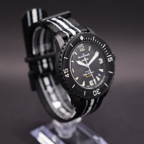 Swatch x Blancpain Ocean of Storms Automatikuhr Bioceramic Scuba Fifty Fathoms-Kollektion (zweiteiliges Band)