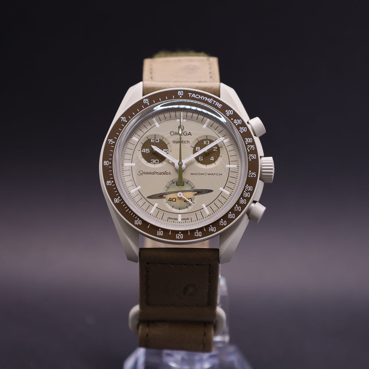 OMEGA x Swatch MoonSwatch Mission to Saturn Straußenleder SO33T100C