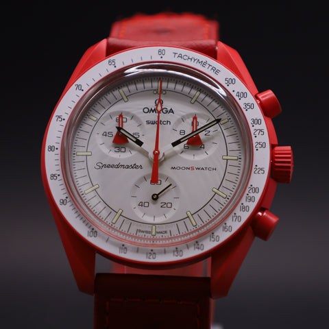 OMEGA x Swatch MoonSwatch Mission to Mars Straußenleder SO33R100C