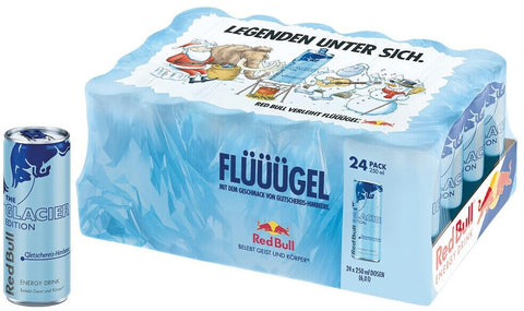 LIMITIERT: Red Bull Energy Drink Glacier Edition - 24er Palette Dosen - Getränke mit Gletschereis-Himbeere-Geschmack, EINWEG (24 x 250 ml)
